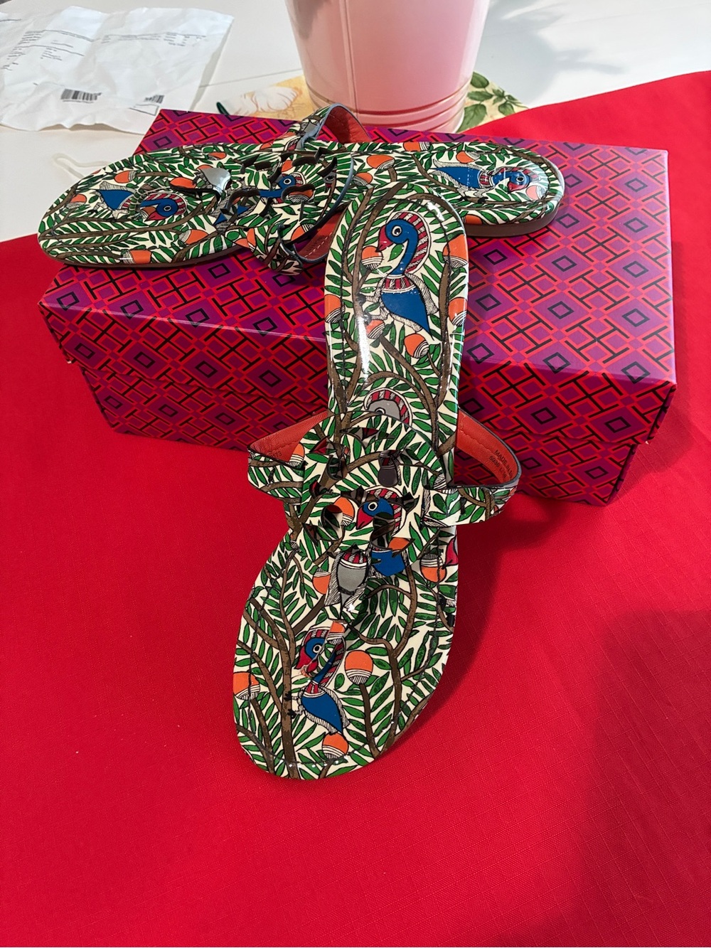 Sandals Tory Burch Miller Orange Something Wild Patent Leather Sz 10 in Box